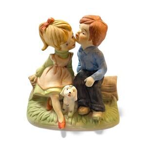 Vintage Arnart Kissing Couple Figurine w/ Dog – Romantic Display Piece
